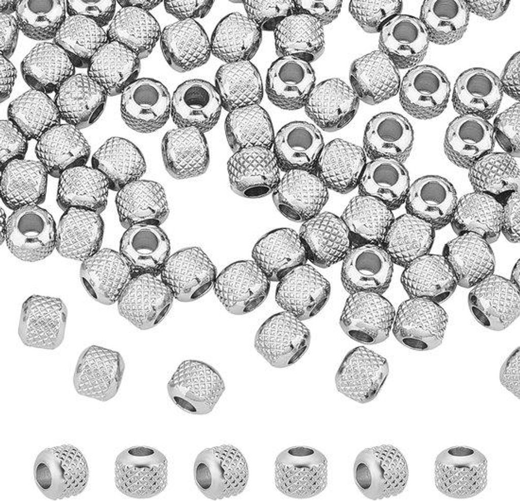 Silberglänzende Metall-Kettchenperlen mit gebogenen Oberflächen für individuelle Schmuckherstellung 6mm