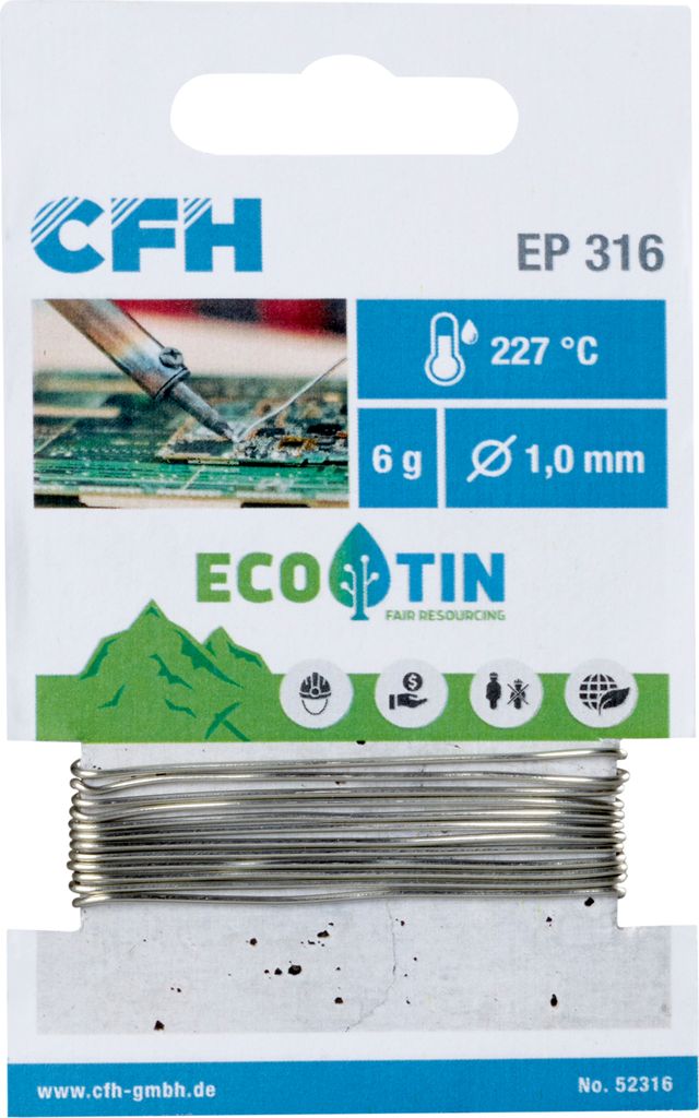 CFH Elektroniklot EcoTin 316 Lötdraht bleifrei 6 g Flussmittelgefüllt Weichlot Lötzinn Lot