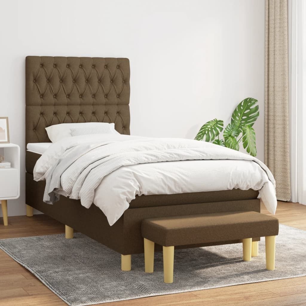 "2026 Promotion" Boxspringbett mit Matratze - Dunkelbraun - 100x200 cm - Stoff - Polsterbett CC7892