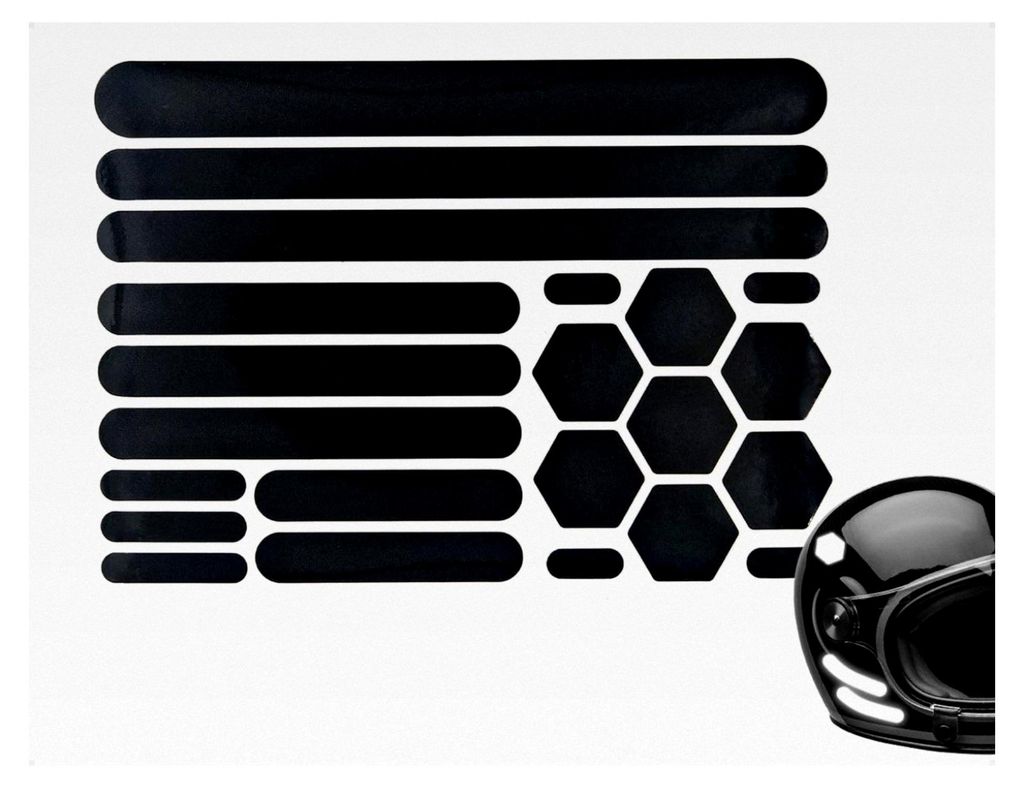 22 Stück Motorradhelm Reflektoren Aufkleber, selbstklebende reflektierende Sticker für Zuhause, Motorräder, Fahrräder, Werkzeugkisten (Schwarz)