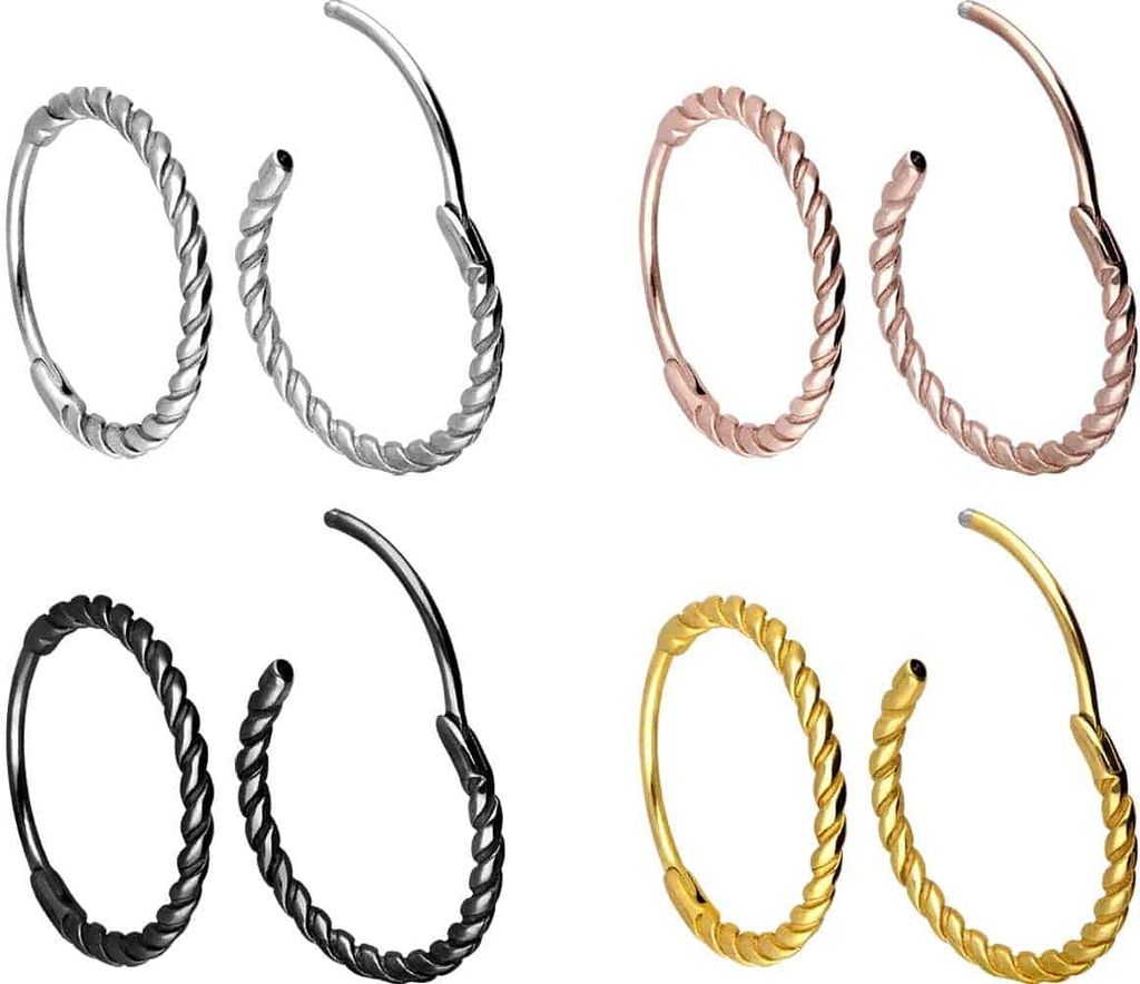 Chirurgenstahl Ohrclicker Creolen GEDREHT RoséGold Innendurchmesser: 10 mm
