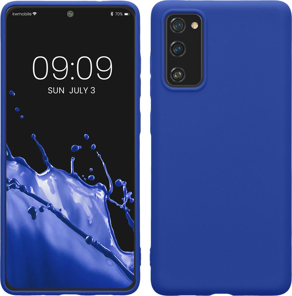 kwmobile Hülle kompatibel mit Samsung Galaxy S20 FE Hülle - weiches TPU Silikon Case - Cover geeignet für kabelloses Laden - Baltik Blau