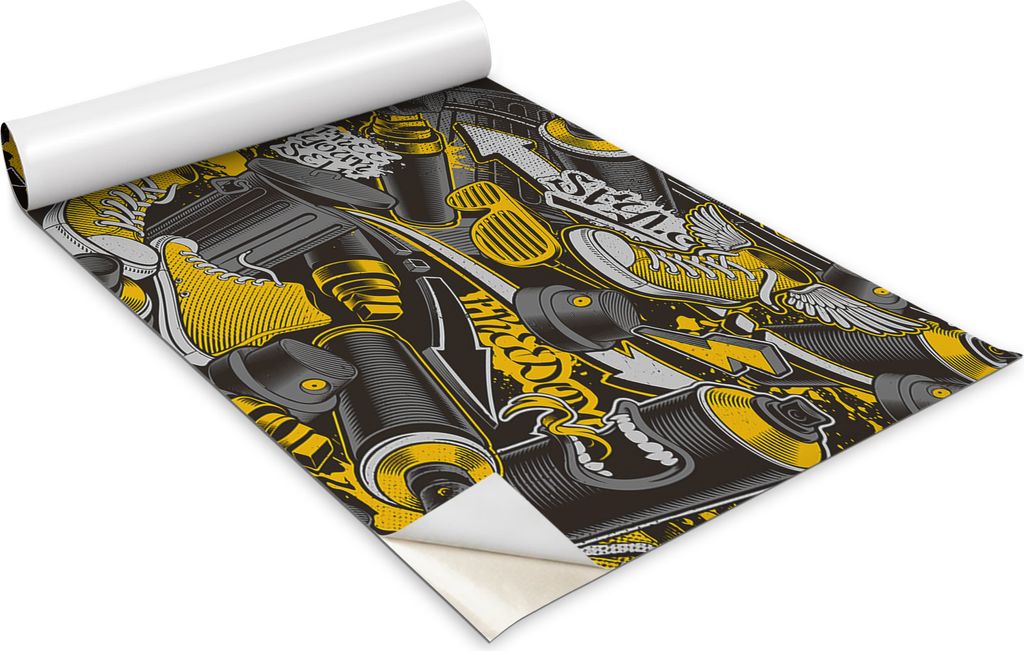 Selbstklebende Möbelfolie - Dekorationsfolie - Tischmöbel - Zuschneidbar - Graffiti-Spray-Jugendmuster - 100 x 50 cm