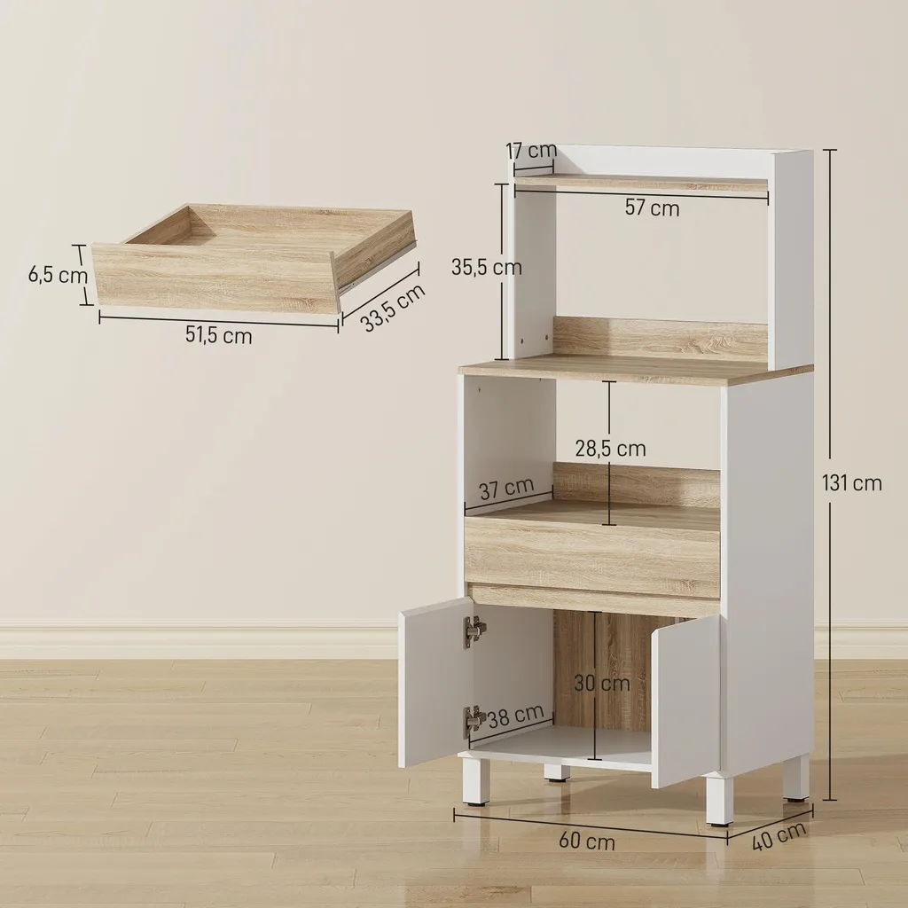 Aménagez votre cuisine avec ce meuble micro-ondes gain de place 60 cm - 5