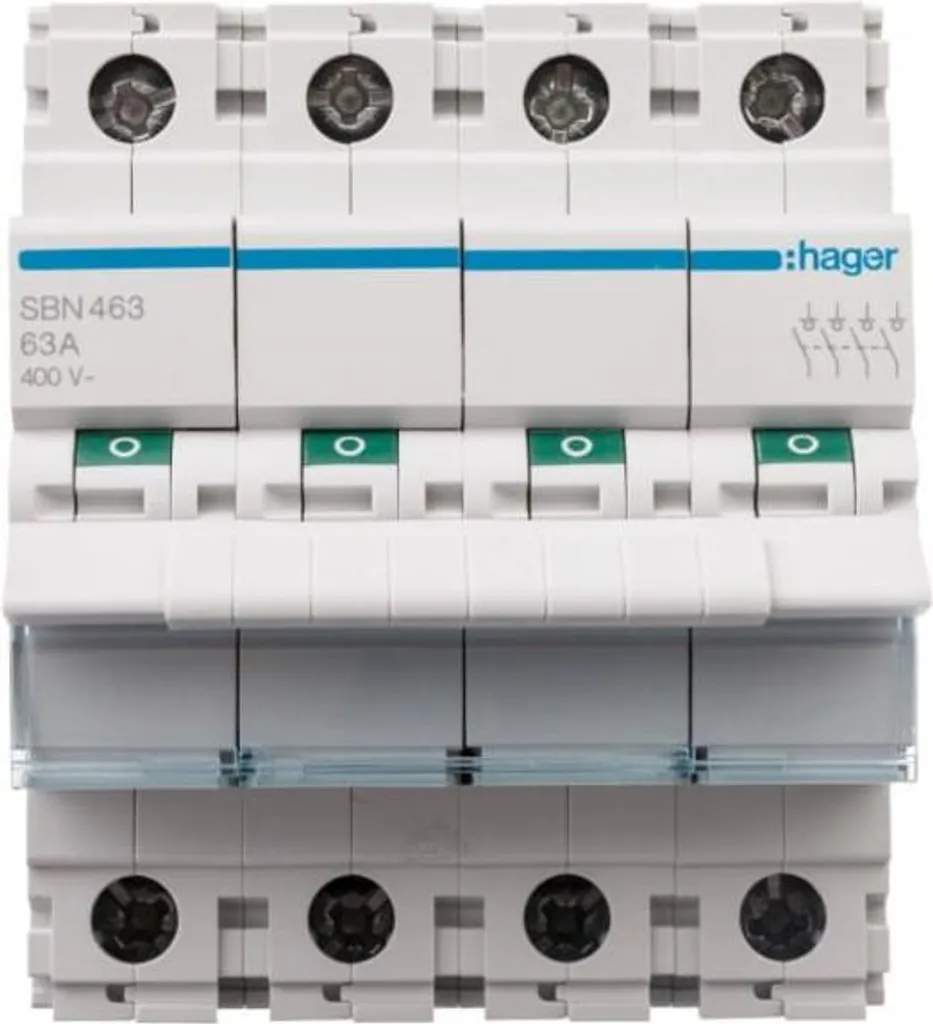 Interrupteur sectionneur 63A pour protection installation triphasée Hager