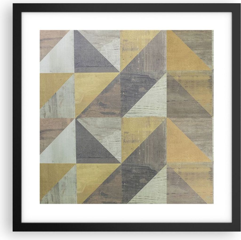 Gerahmtes Poster - Schwarzer Rahmen - Abstraktion Geometrisch Dreiecke - 40x40 cm - Wand Bild - Wanddeko - Wandbilder - Kunstposter - Wandposter - ...