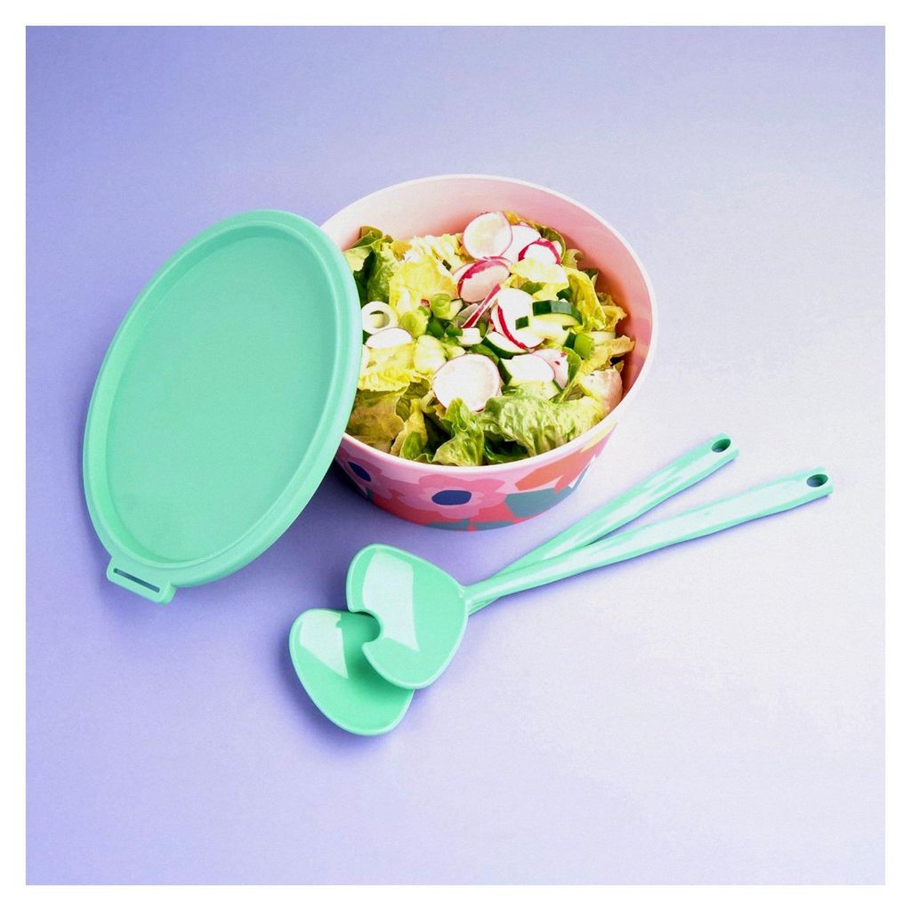 Salatbesteck Crystal, zweiteilig, 30 cm, Salatgabel und Servierlöffel, biozirkulärer Kunststoff, spülmaschinengeeignet, Küche, Haushalt, mid Green