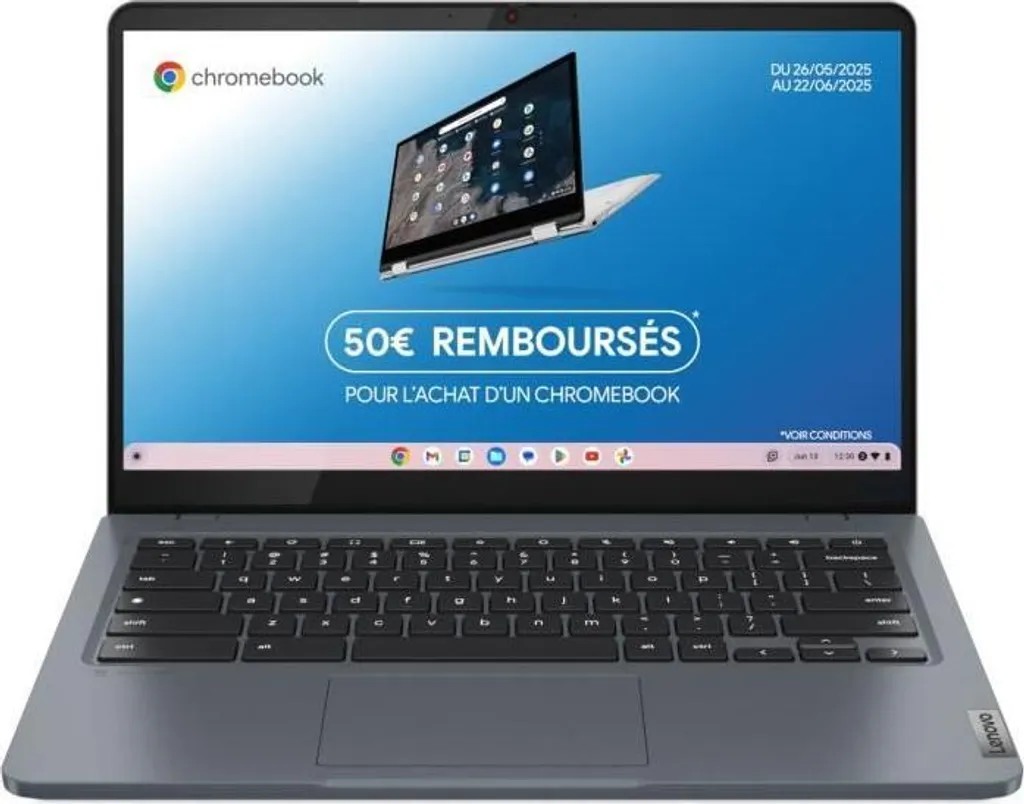 PC Portable Lenovo Rapide et Sans Virus - Chromebook Plus 14'' AZERTY