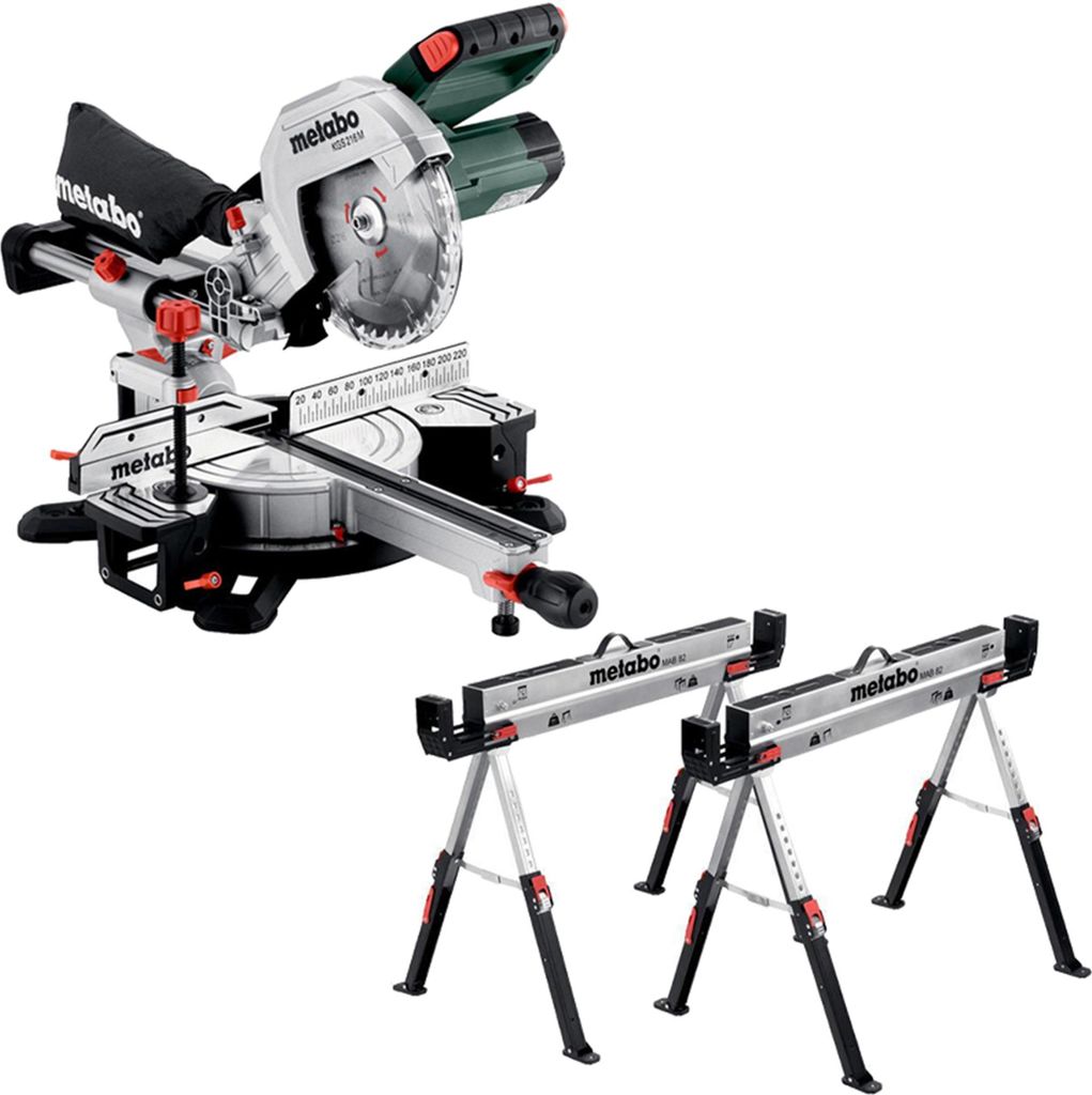 Metabo Kapp und Gehrungssäge KGS 216 M inkl Falt Arbeitsbock Sägebock SET MAB 82