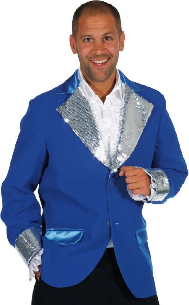 M210234-14-S dunkelblau Herren Pailletten Jackett Discojacke Gr.S