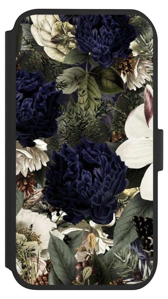 NIVOCASE Klapphülle für Apple iPhone 11 Handyhülle aus Kunst Leder NIVOflip schwarz Blumen Utart Vintage
