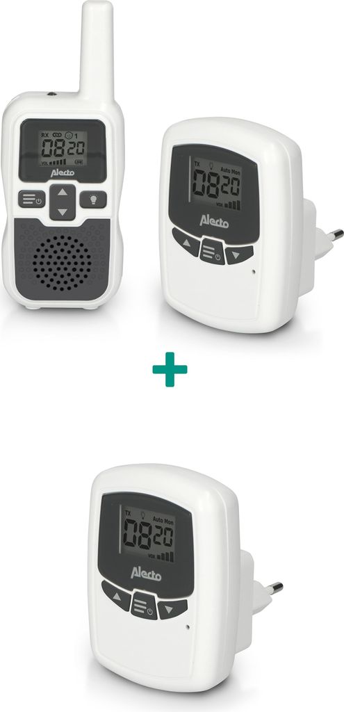 A baby monitor set consisting of a parent unit and two child units, arranged on a white background.
