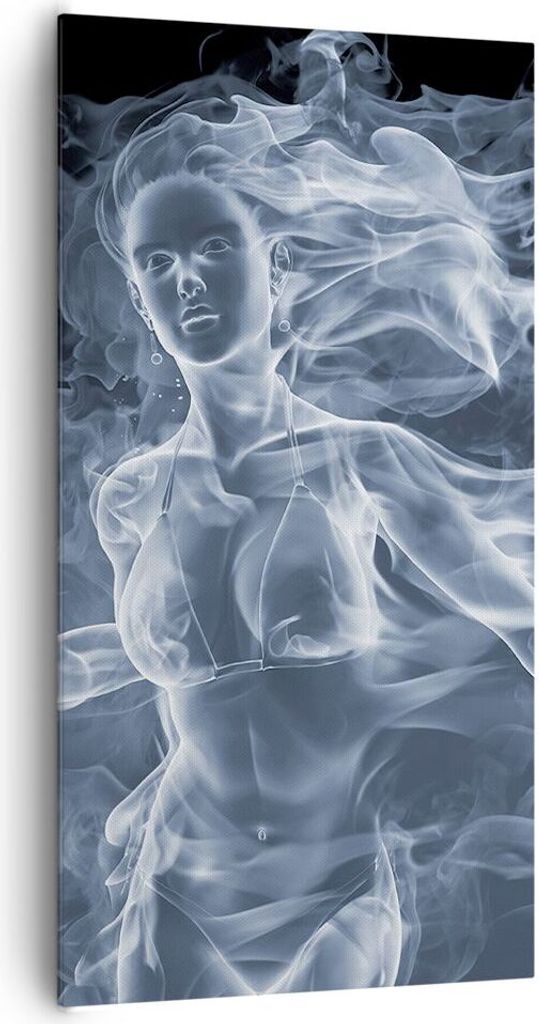 Bild auf Leinwand - Leinwandbild - Mädchen rauch nebel kunst - 65x120cm - Wand Bild - Wanddeko - Leinwanddruck - Bilder - Kunstdruck - Wanddekorat...