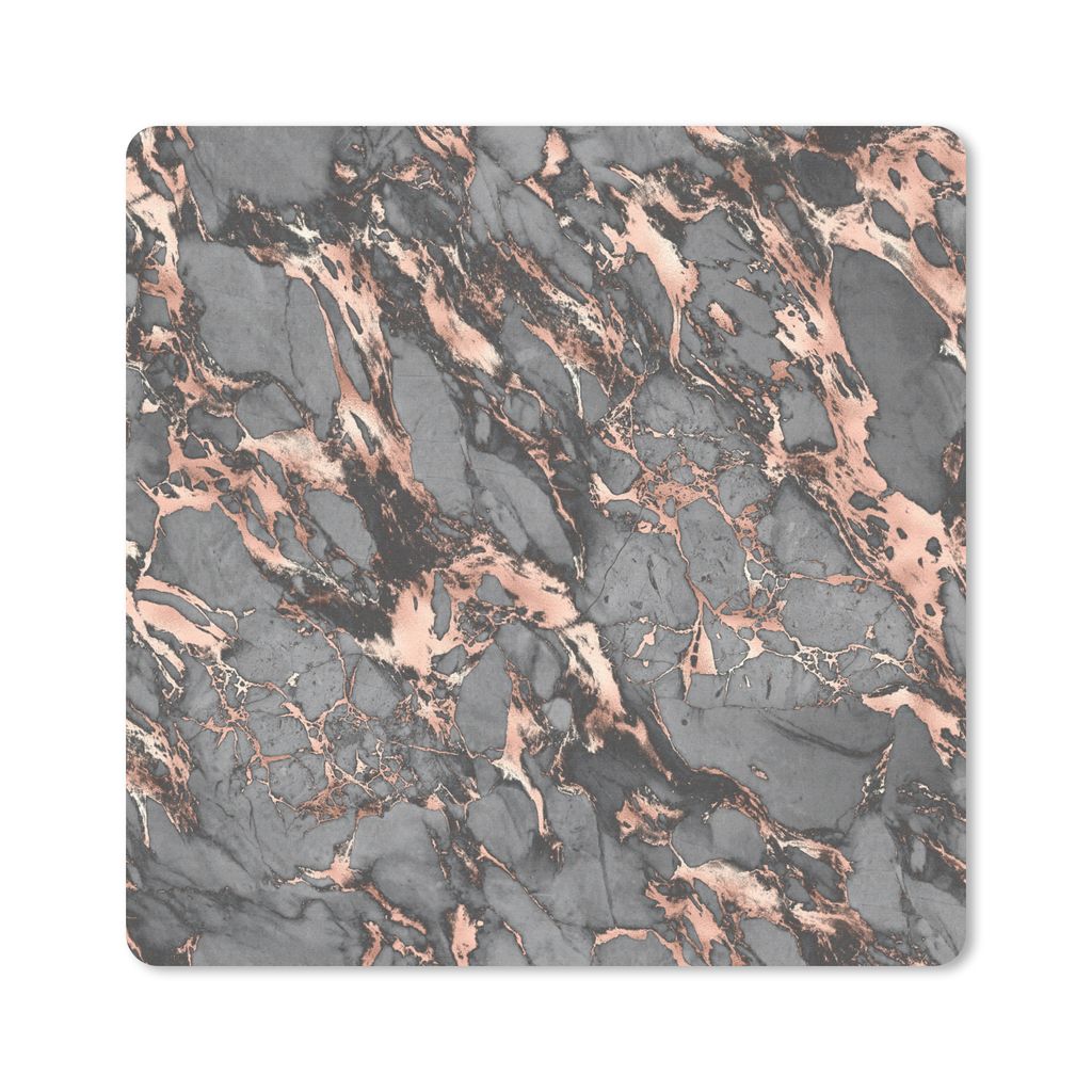 MuchoWow Mauspad Mousepad Marmor - Rose - Grau - Muster 20x20 cm - Mousepads - Maus Mat - Pad - Mausunterlage - Desk Mat - Bureauartikeln