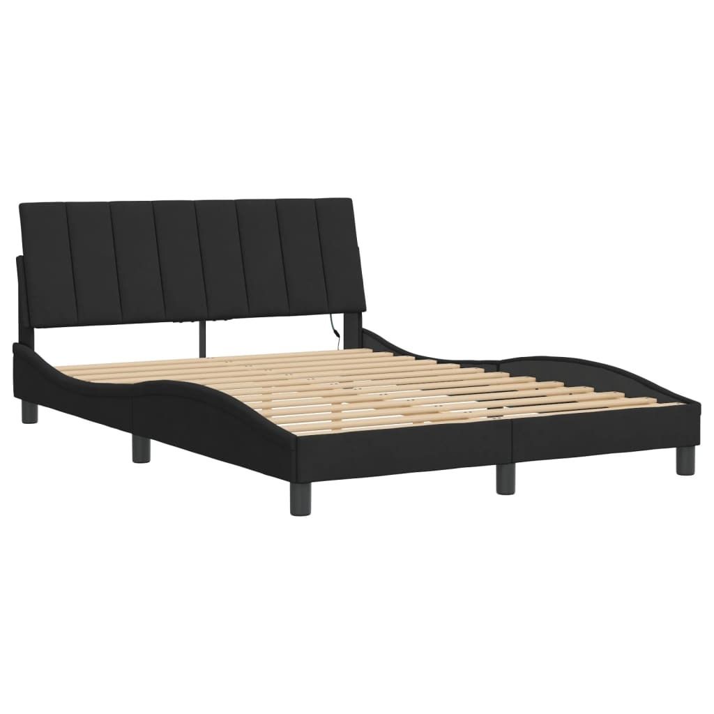 "im Sonderangebot"Bettgestell - CLORIS - Doppelbett - Robust und langlebig - mit LED ohne Matratze "Hanko" Schwarz 120x200 cm - Einfache Montage - ...