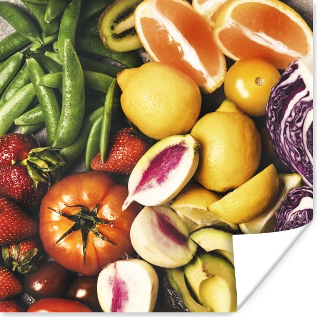 MuchoWow Poster Obst - Gemüse - Farben 50x50 cm - Wohnzimmerdekoration
