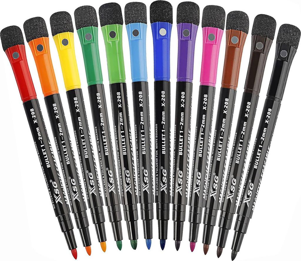 8/12-teiliger Whiteboard-Stift mit magnetischer Adsorption, feine Spitze, Whiteboard-Marker mit trockener Abwischbarkeit für Büro, Schule und Zuh...