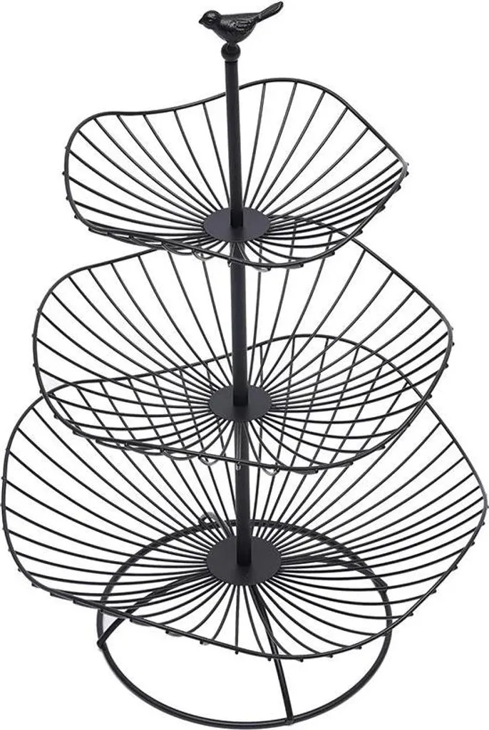 Corbeille à fruits design à 3 étages noir, métal robuste taille M