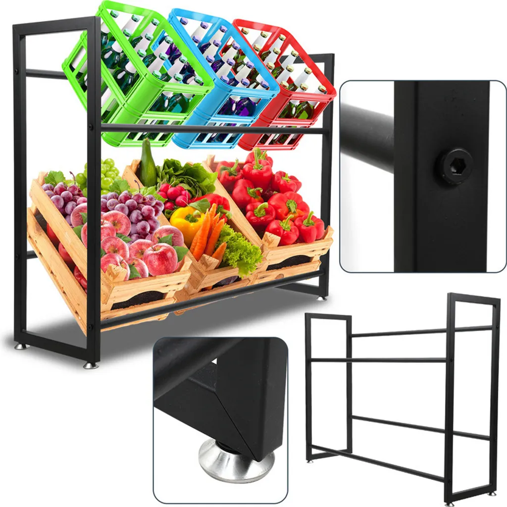 Portacasse per bevande Portacasse per 6 casse Dispensa da cucina Garag Nero 105x32x85cm