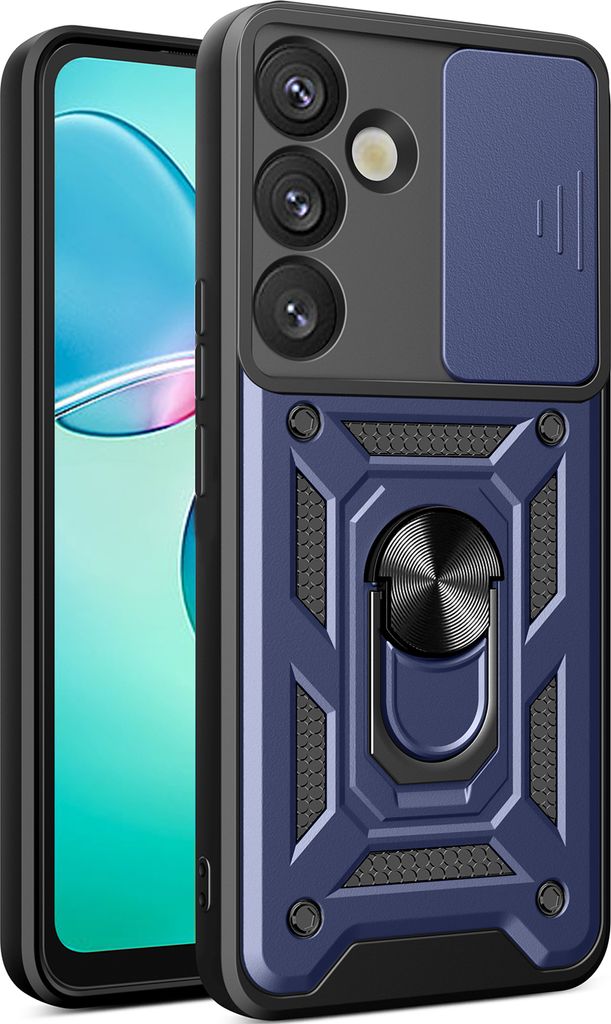 Hülle für Samsung Galaxy S25+ Magnetische Ring Ständer Halter Dia Kameraschutz TPU Bumper Silikon Schutzhülle Blau