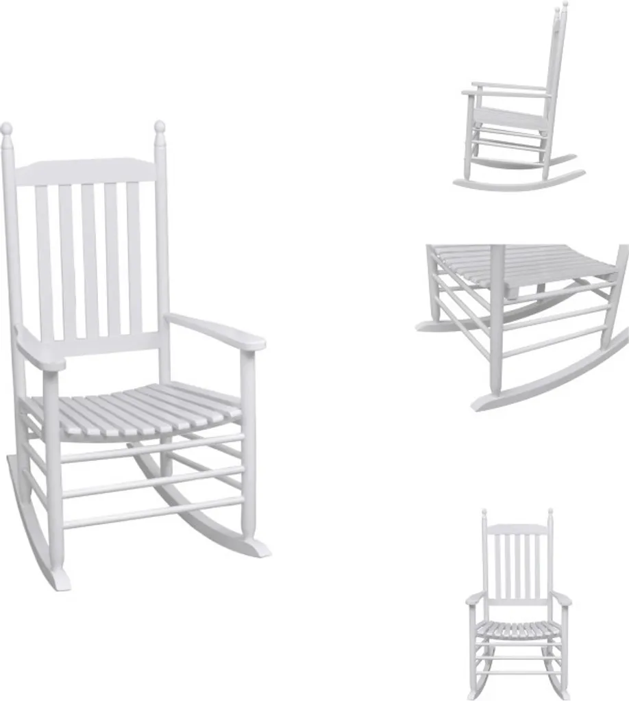 Chaise à bascule bois blanc assise incurvée confort optimal extérieur
