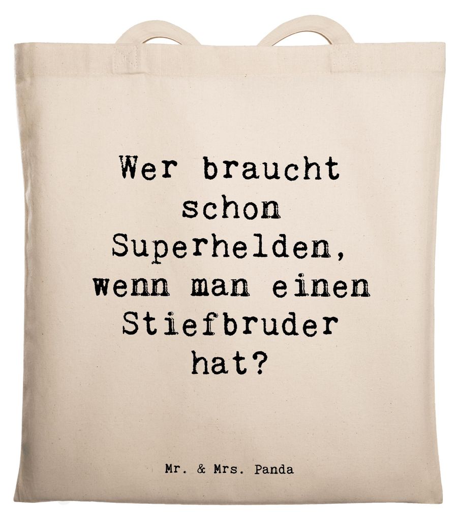 Mr. & Mrs. Panda Schultasche Spruch Stiefbruder Held - Transparent - Geschenk, Geschenke, Dankeschön, Persönliche, Familiengeschenke, Familienmit...