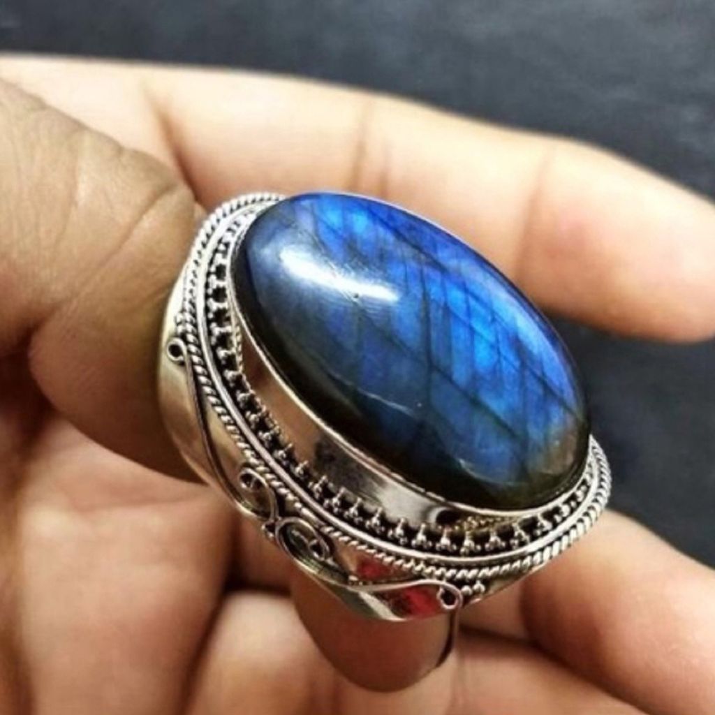 Retro Männer Fingerring mit Faux-Türkis-Intarsien, Verlobungsfeier, Schmuck, Weihnachtsgeschenk-Blau,US 9