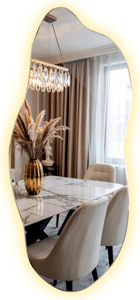 Dekorativer LED Spiegel – Wandmontage ohne Rahmen – Stilvolles Licht für Bad & Flur – mit asymmetrischem Design – 35x80 cm – Warmweiß 3...