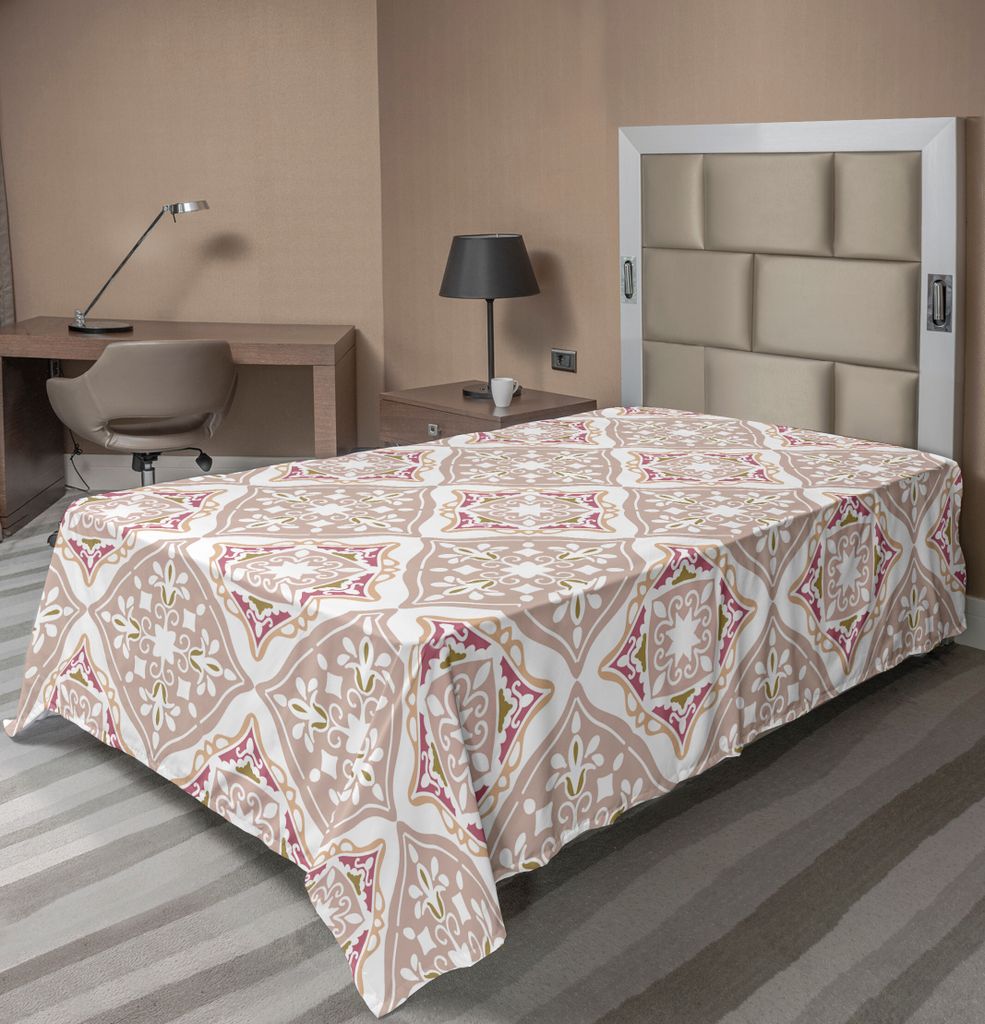 ABAKUHAUS marokkanisch Bettlaken, Pastell Farbige Komplexe Fliesen Mit Geometrischen Formen Alte Persische Kunst, weiches bequemes oberes Bettlaken...