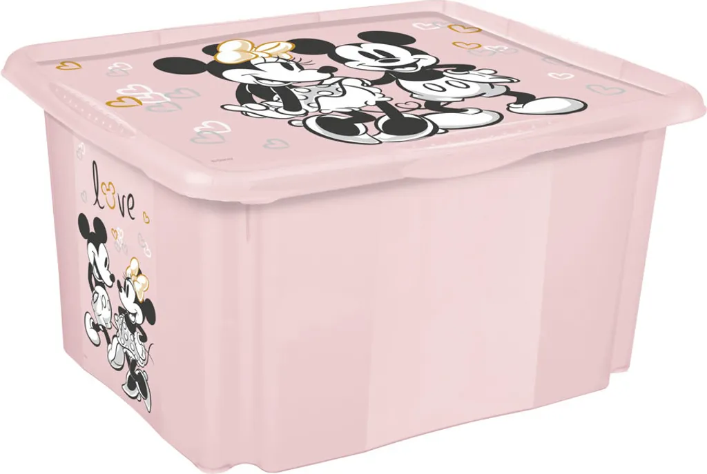 Boîte de Rangement Enfant Minnie Mouse 45 Litres avec Couvercle Rose