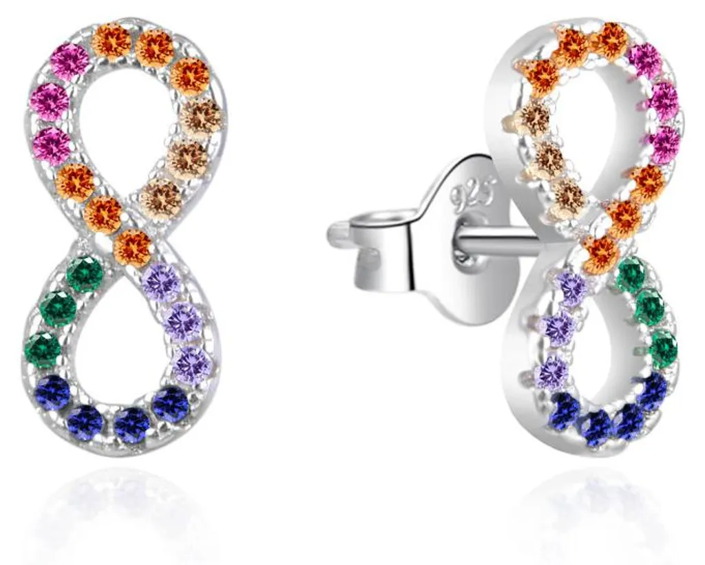 Boucles d'oreilles Infinity hypoallergéniques AGT aux zircons colorés