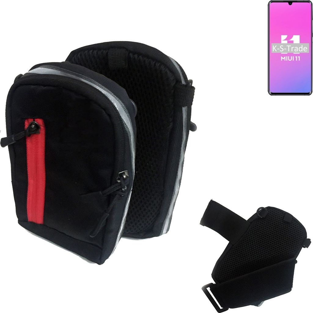 K-S-Trade Outdoor Gürteltasche Holster Umhängetasche kompatibel mit Xiaomi Mi Note 10 Lite schwarz Handy Tasche Case travelbag Schutz Hülle Handy