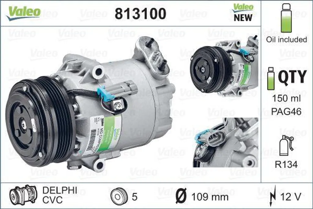 Compresseur Clim pour Astra et Zafira - Pièce Auto VALEO 813100 Fiable