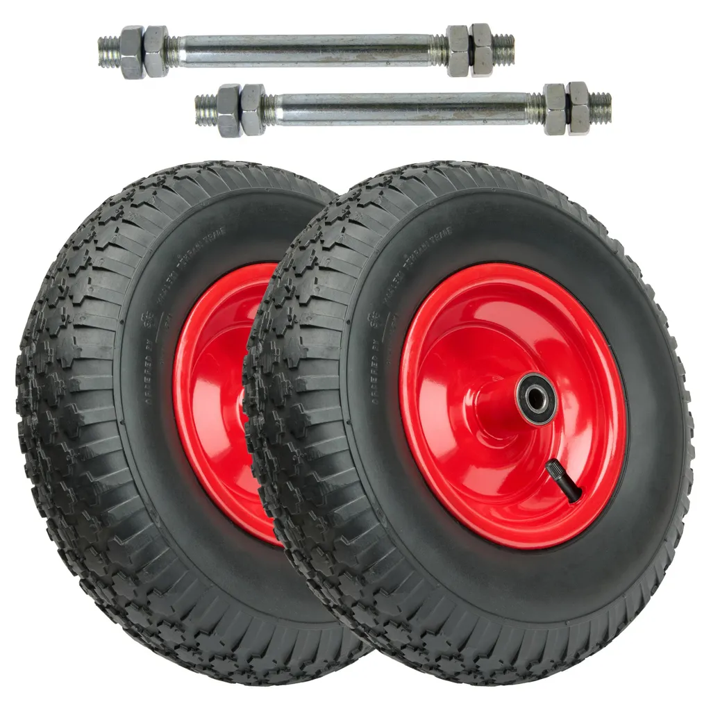 Pneu de brouette 4.00-6 charge 136kg avec jante acier et essieu de montage 2u