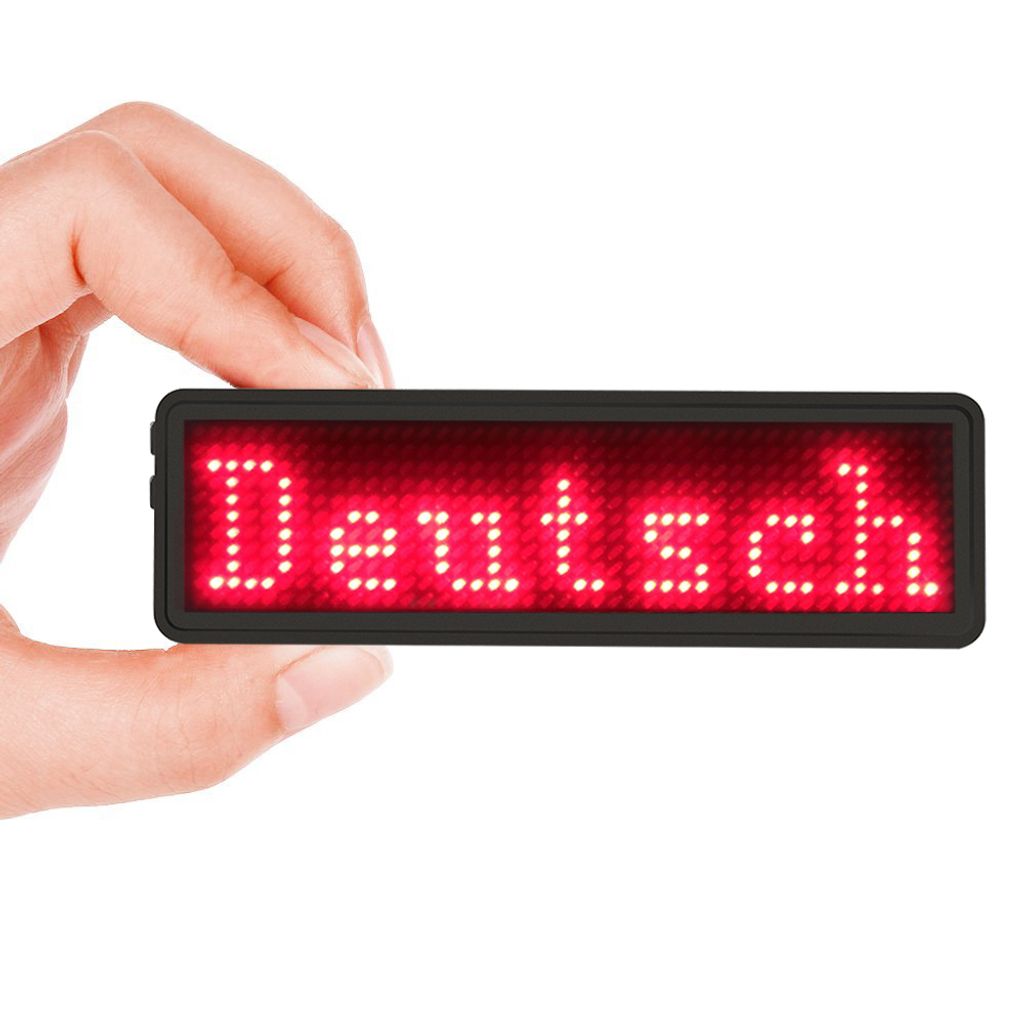 LED Namensschild Programmierbar Name Tag Badge Laufschrift Bluetooth über Handy 