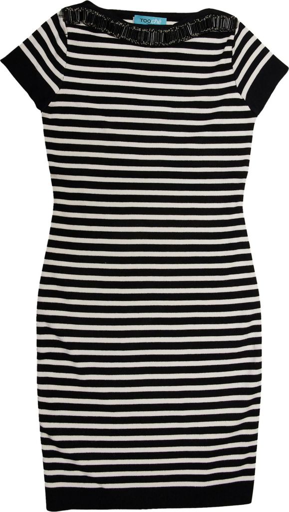Kleid mit gestreiftem Muster 'Stripes' in Schwarz-weiß und schmaler Passform