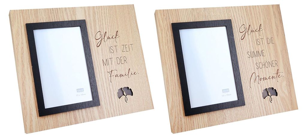 Gilde Fotorahmen (LED), rechteckig, "Glück", Spruch, MDF, Produktbild 