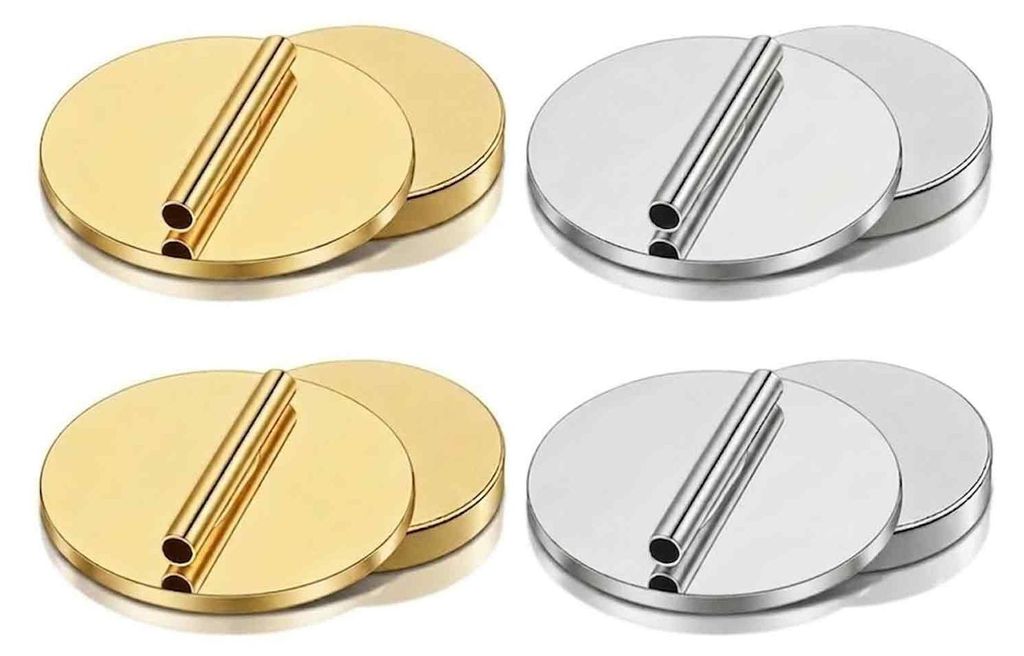 Magnetische Broschen-Adapter, 4 Stück, 1,5 cm, Gold/Silber