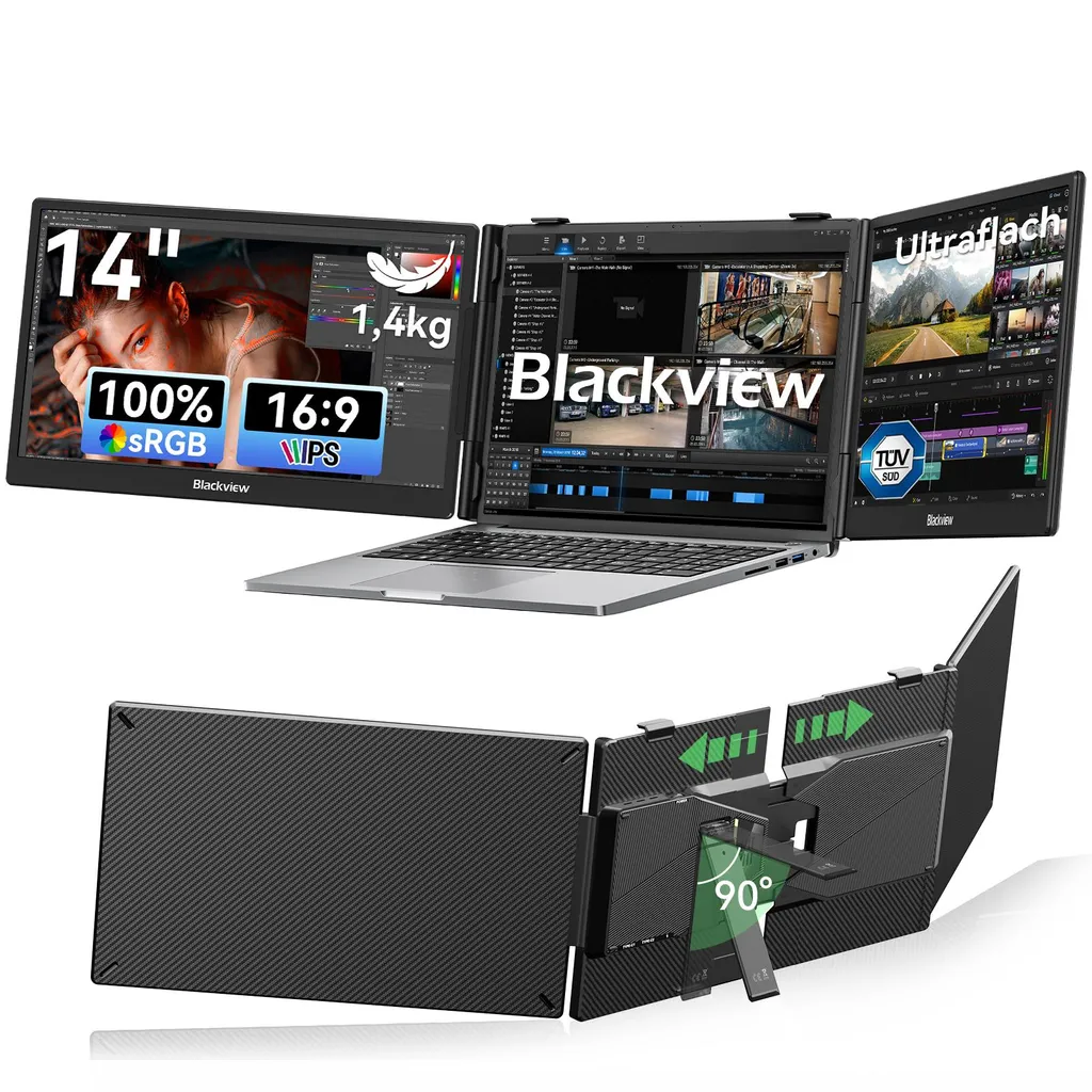 Écran Portable 14 Pouces 300 Nits Blackview DCM5 Double Dalle Slim