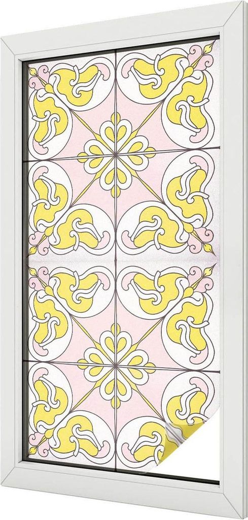 Buntglas Fensterfolie – 100x50 cm – Stained-Glass Design – blickdichte dekorative Sichtschutzfolie – selbstklebend, UV-Schutz – Abstrakte...