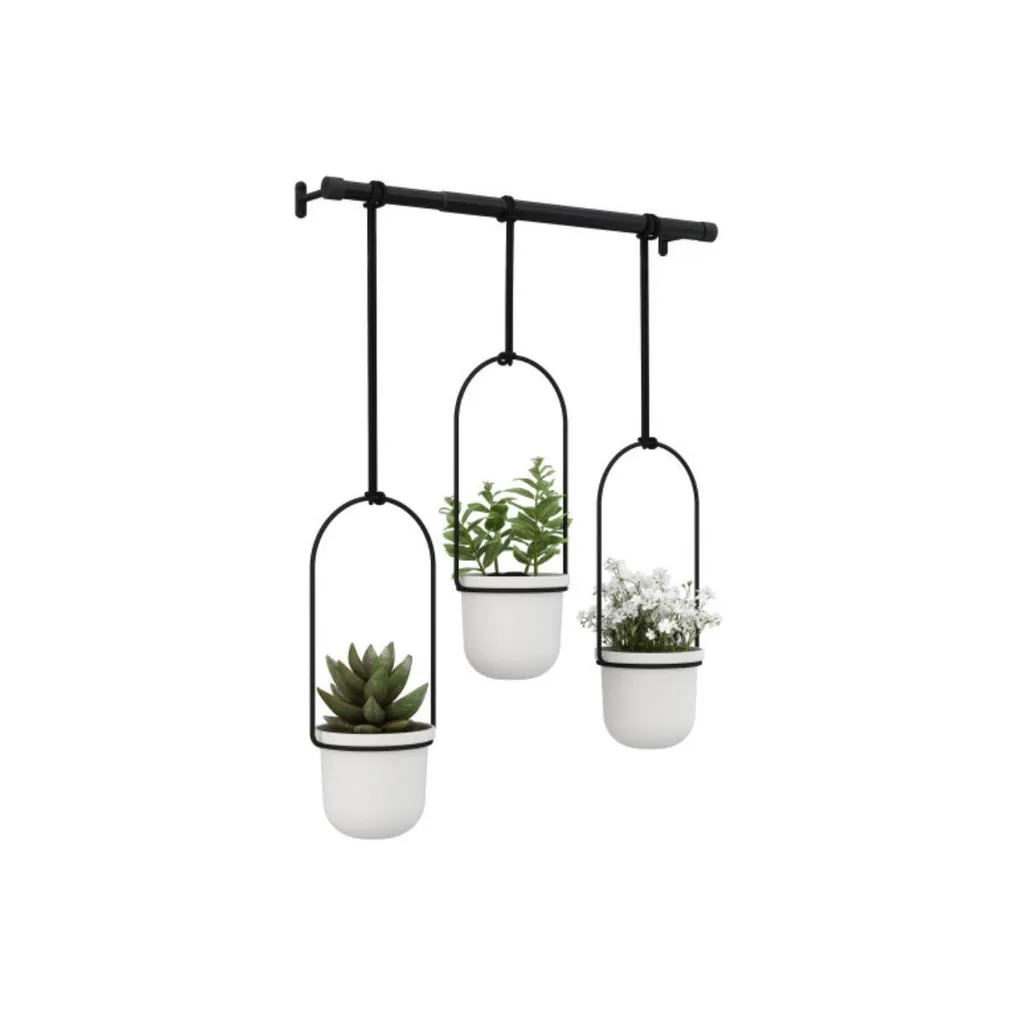 Pot de fleurs suspendu Triflora Umbra blanc pour fenêtre et cuisine