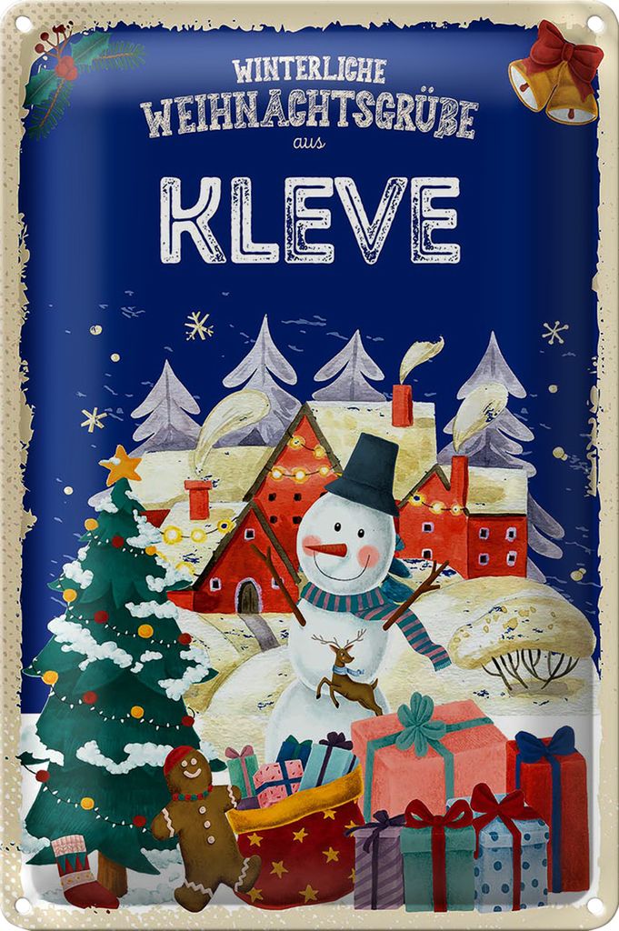 Blechschild Weihnachtsgrüße aus KLEVE 20x30cm