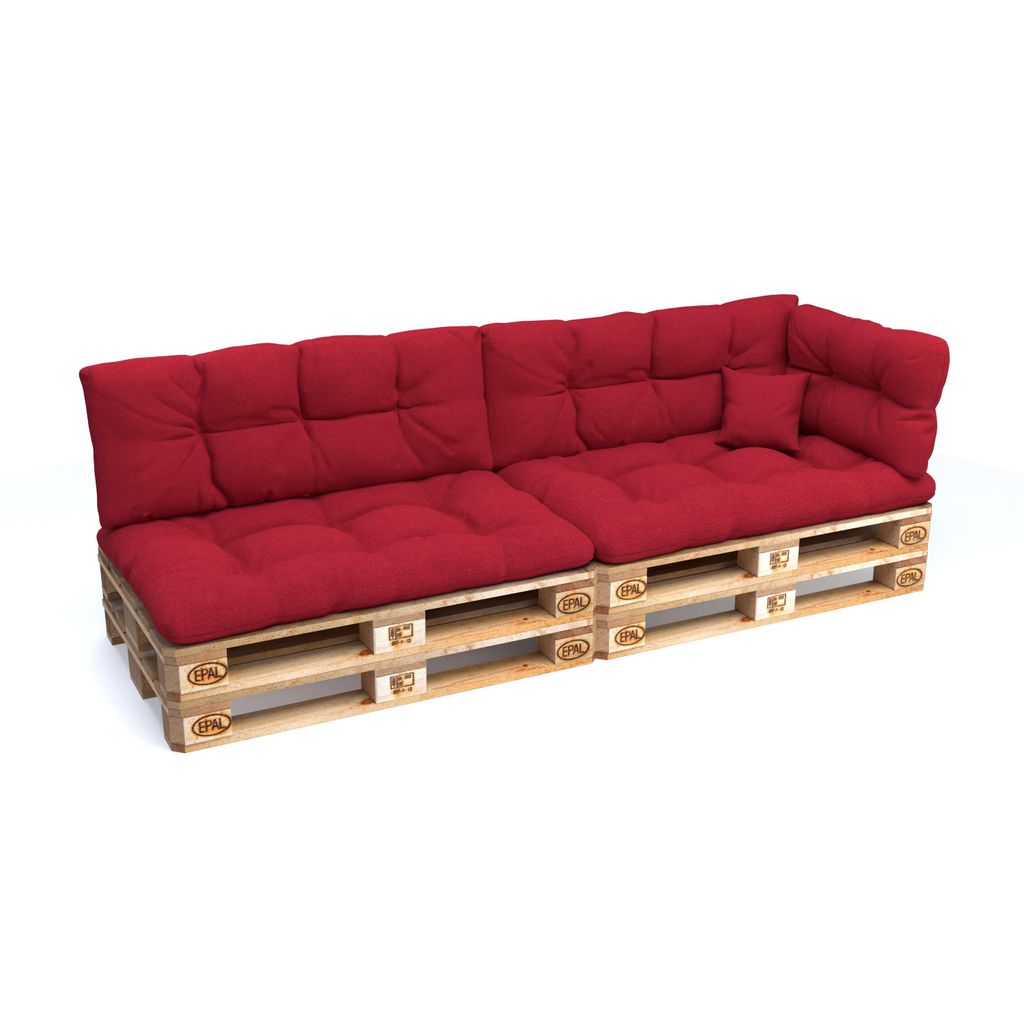 POKAR Palettenkissen mit schöner Steppung Auflage Palettensofa, Größe:6er Set, Farbe:Rot