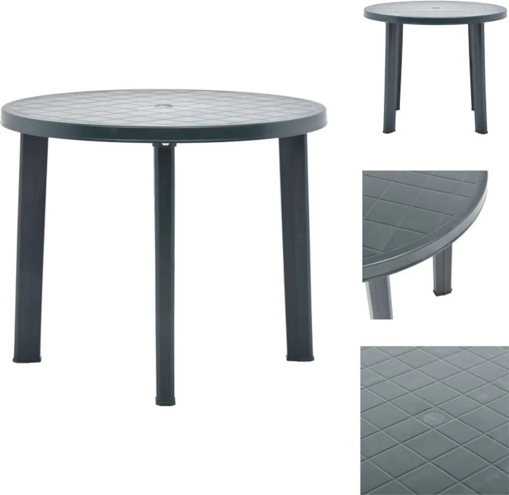 vidaXL Tavolo da giardino verde 89 cm in plastica - Tavoli da giardino