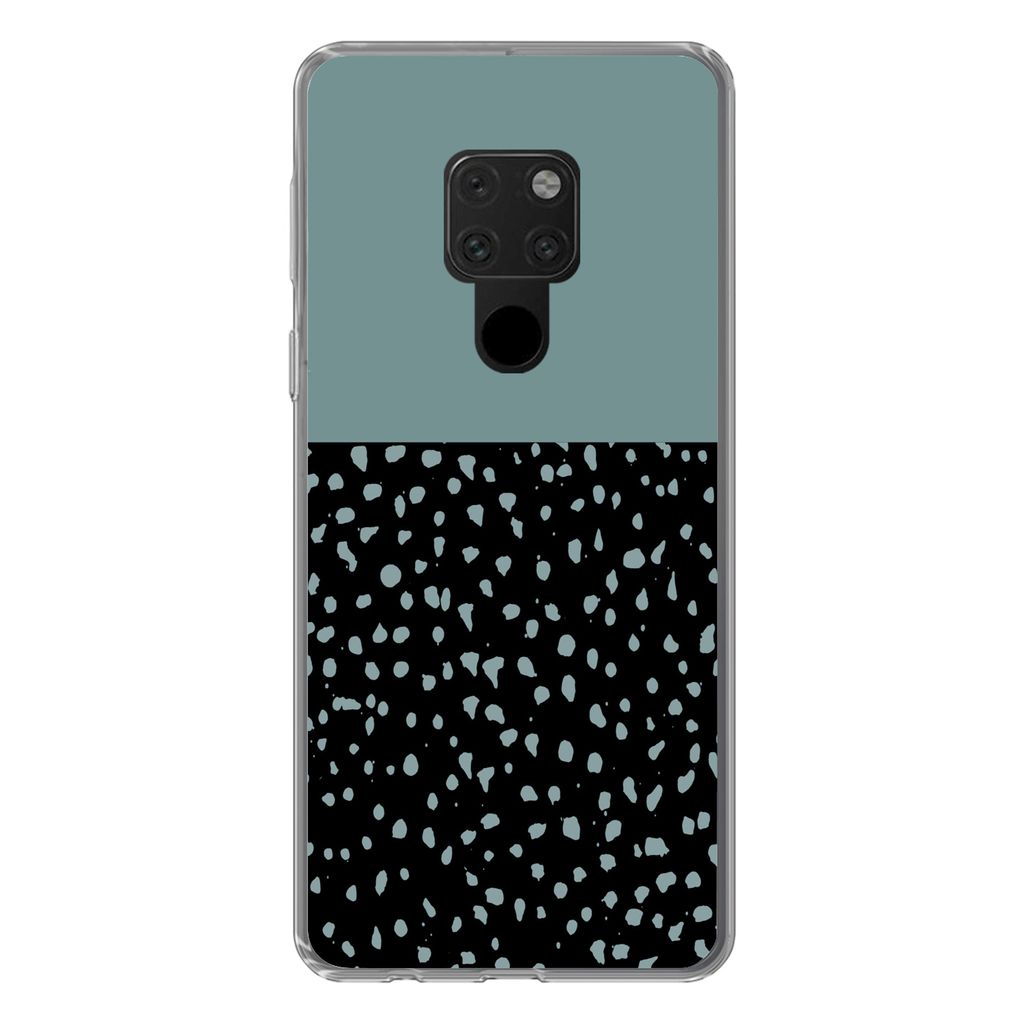 MuchoWow Handyhülle Schutzhülle Hülle für Huawei P40 Lite Polka dots - Grün - Schwarz Silikon Softcase Handy Hülle - Handy