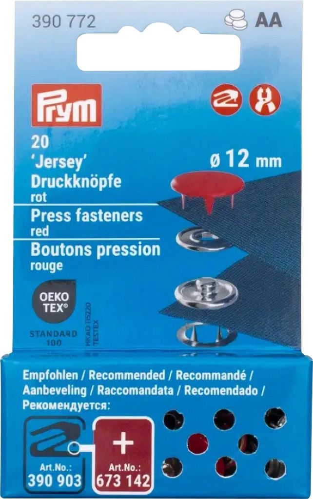 Prym Druckknöpfe Jersey 12 mm 20 Stück Messing Rot