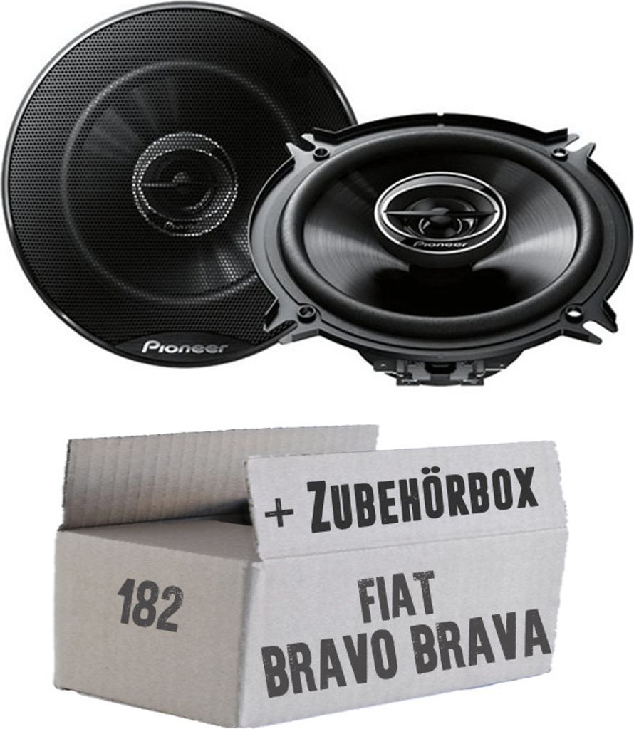 Pioneer TS-G1320F - 13cm 2-Wege Koax Lautsprecher - Einbauset passend für Fiat Bravo + Brava 182 Heck - justSOUND