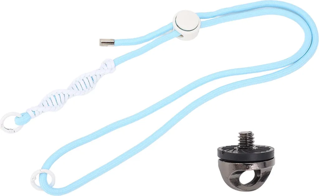 Corda anti-smarrimento per action camera con vite da 1/4 di pollice, tracolla regolabile in nylon per POCKET 3 ONE X3 X4, blu chiaro, nodo bianco