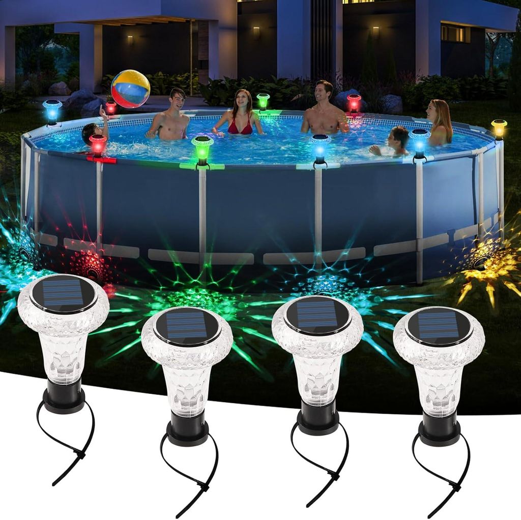 Solar Pool Licht 6er Set, LED Solar Gartenlichter IP65 Produktbild 