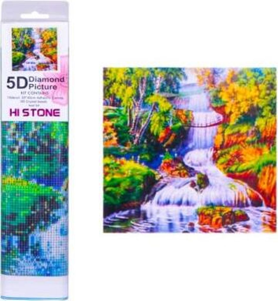 NORIMPEX Diamantov kleiner Ofen Wasserfall im Wald 30x40cm